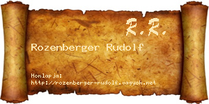 Rozenberger Rudolf névjegykártya